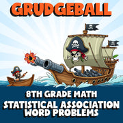Statistical Association Word Problems GRUDGEBALL Math Game - No Prep Grade 8