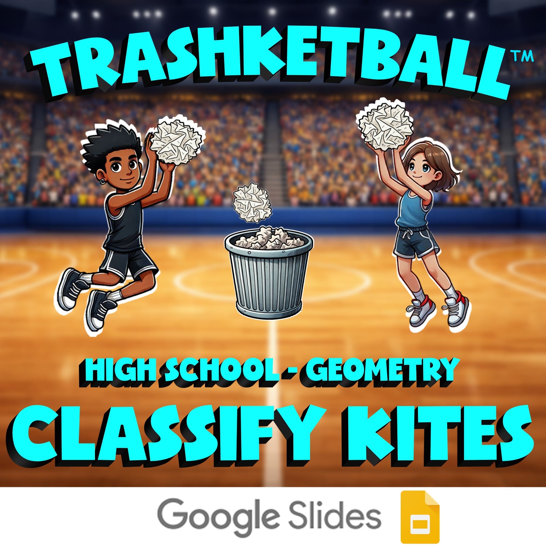 Classify Kites TRASHKETBALL Math Game - No Prep Geometry Review Activity