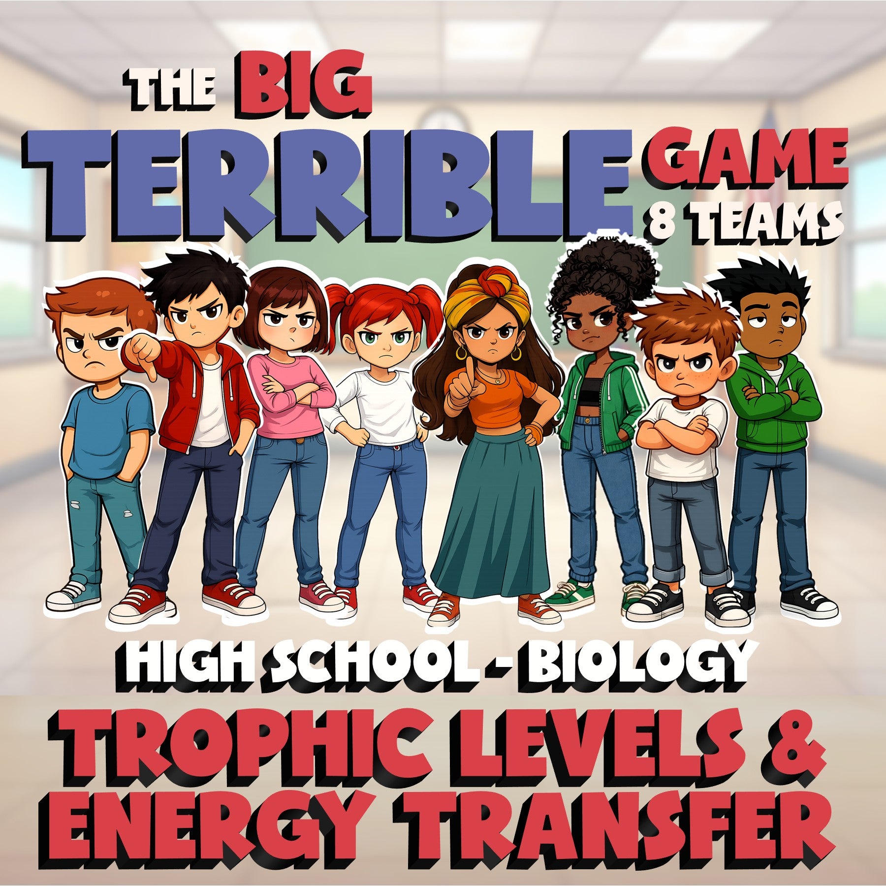 Trophic Levels & Energy Transfer BIG TERRIBLE GAME - Biology Science Review