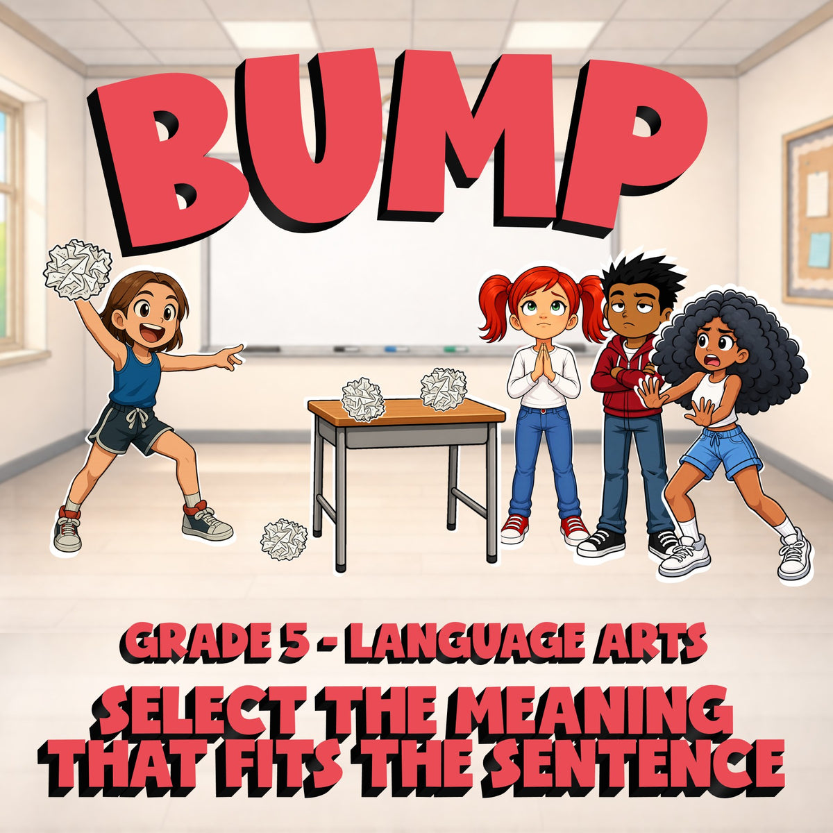 Select the Meaning That Fits the Sentence BUMP ELA Game - No Prep Grade 5 Review