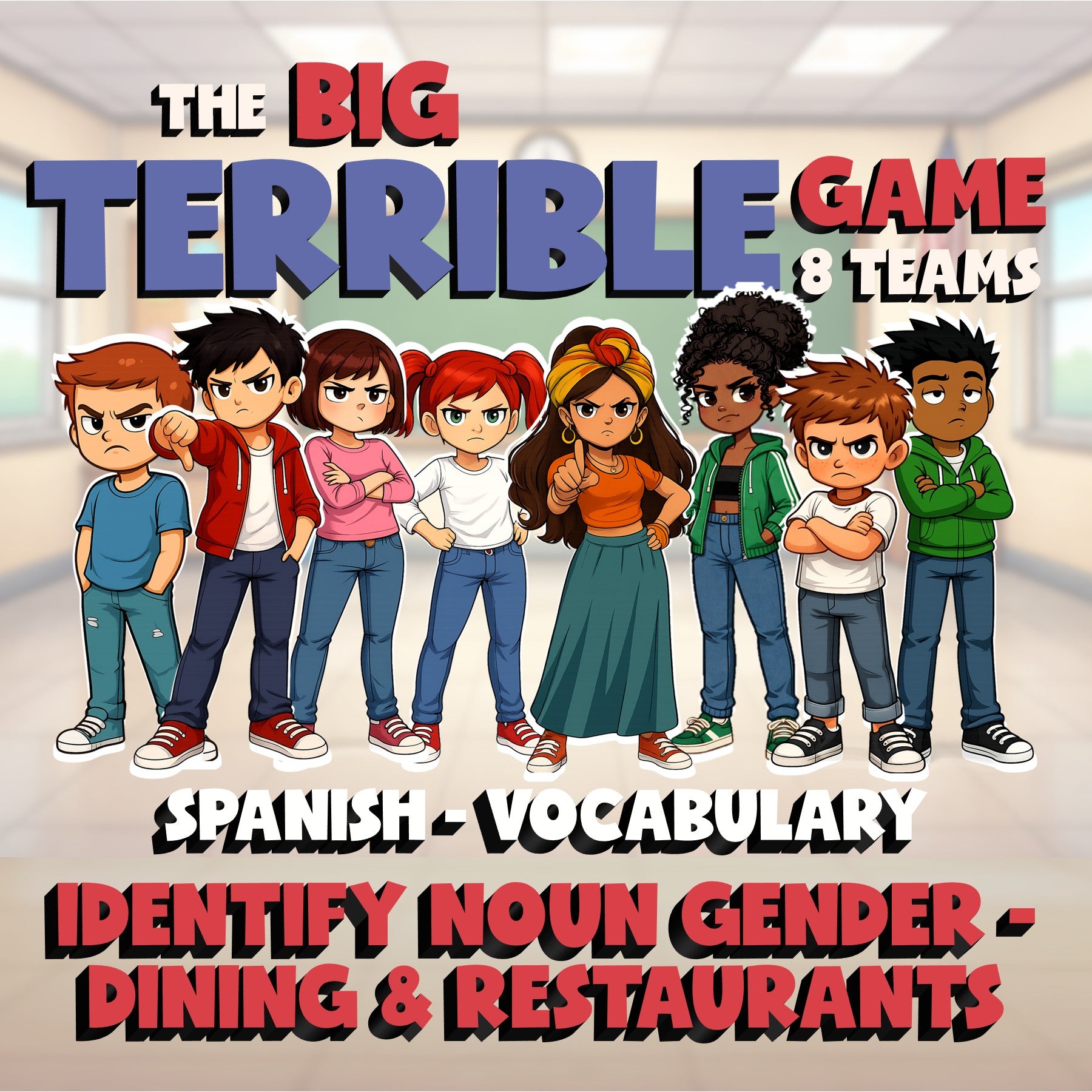 Identify Noun Gender - Dining & Restaurants BIG TERRIBLE GAME - Spanish Exercise