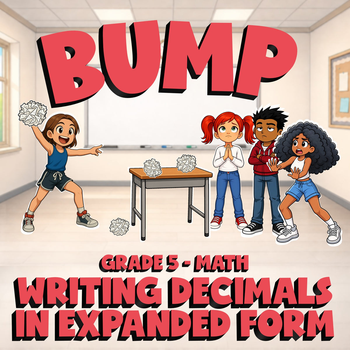 Writing Decimals in Expanded Form BUMP Math Game - No Prep Grade 5 Review