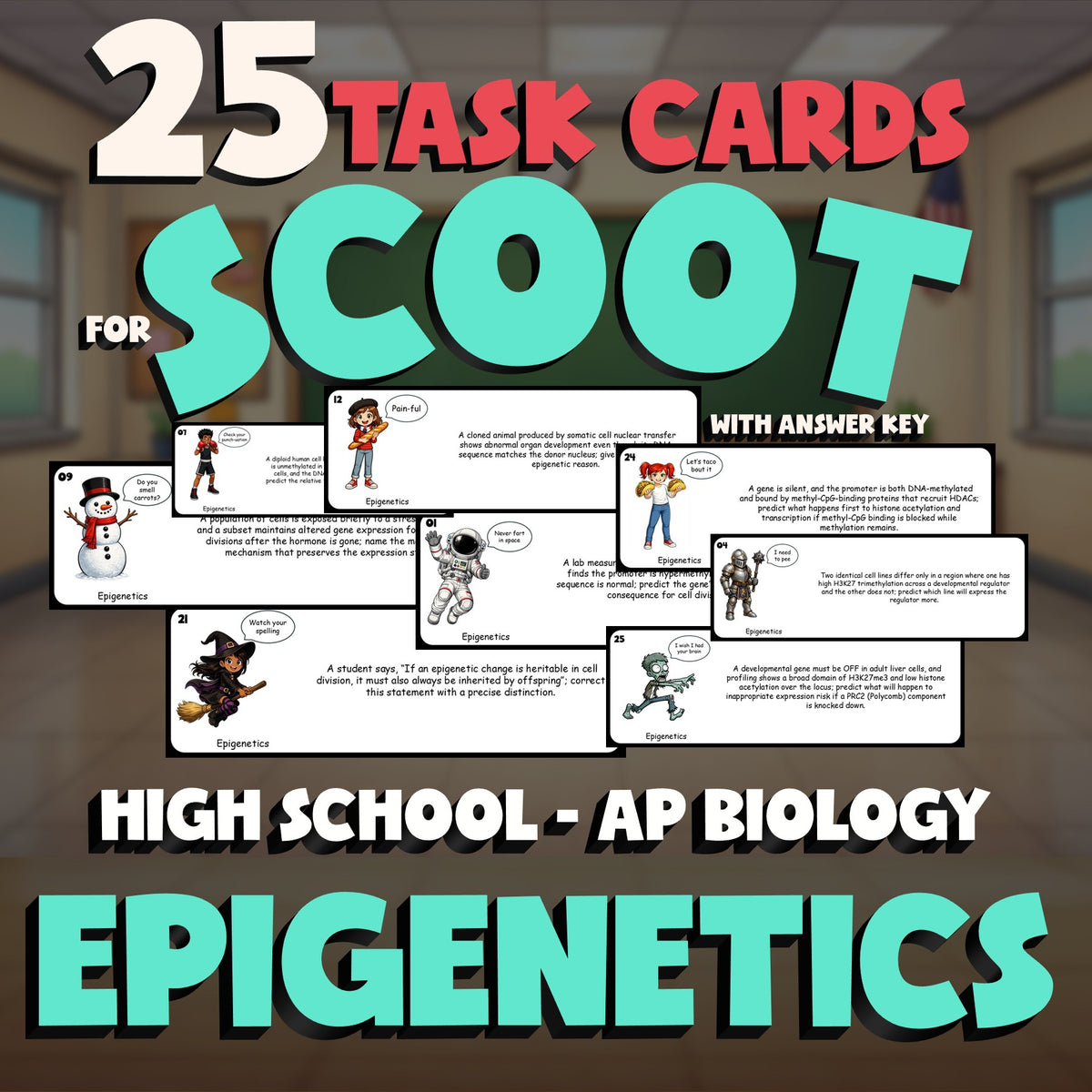 Epigenetics SCOOT TASK CARDS Science Game - No Prep AP Biology Review Activity