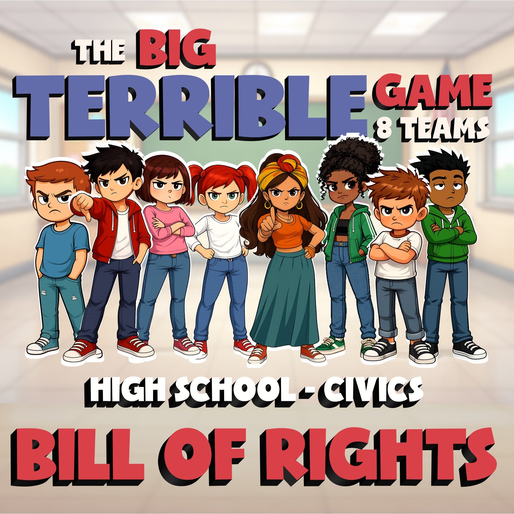 Bill of Rights BIG TERRIBLE GAME - No Prep Civics Review Activity