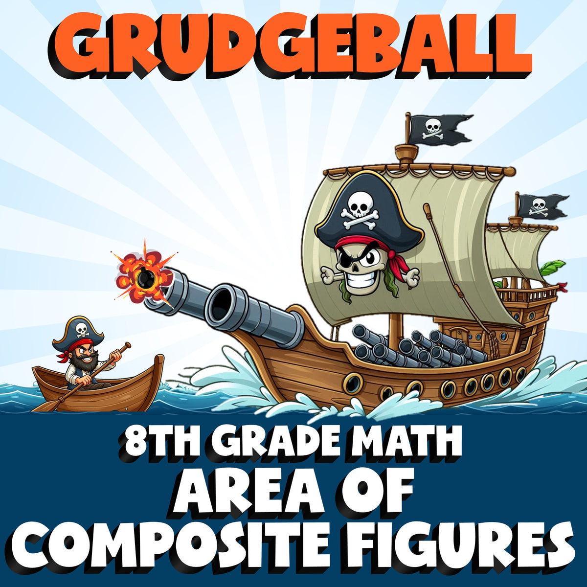 Area of Composite Figures GRUDGEBALL Math Game - No Prep Grade 8 Review Activity