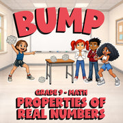 Properties of Real Numbers BUMP Math Game - No Prep Grade 9 Review Activity