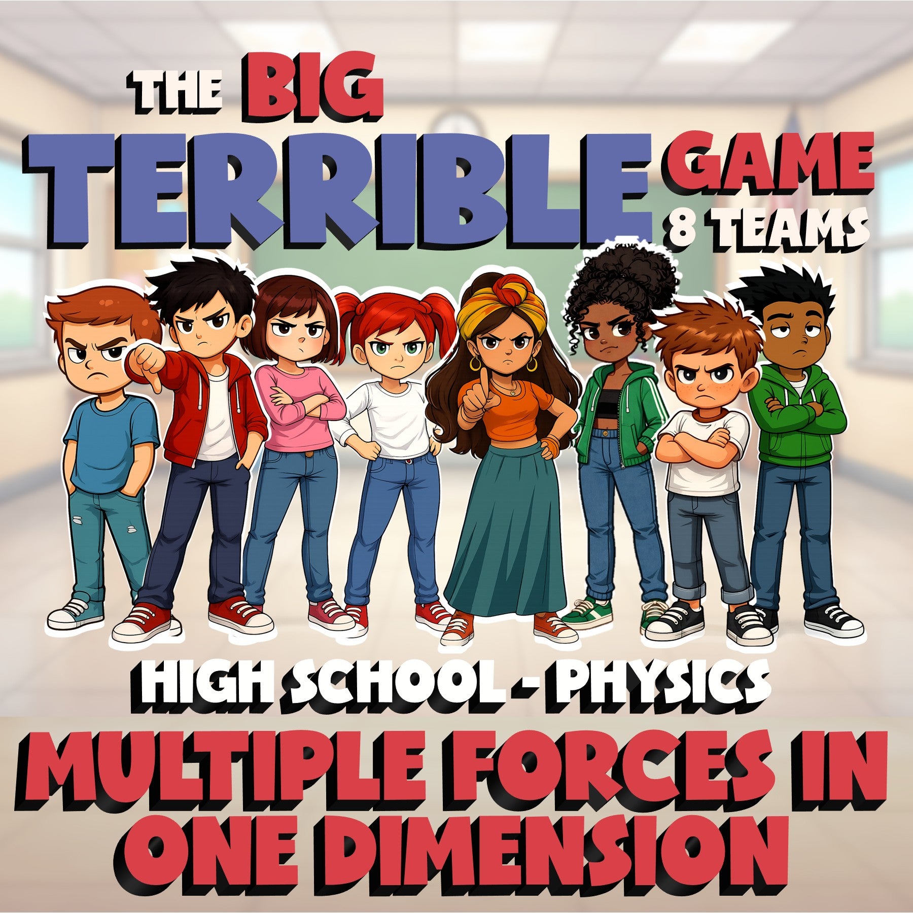 Multiple Forces in One Dimension BIG TERRIBLE GAME - Physics Science Review