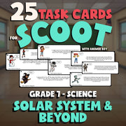 Solar System & Beyond SCOOT TASK CARDS Science Game - No Prep Grade 7 Review