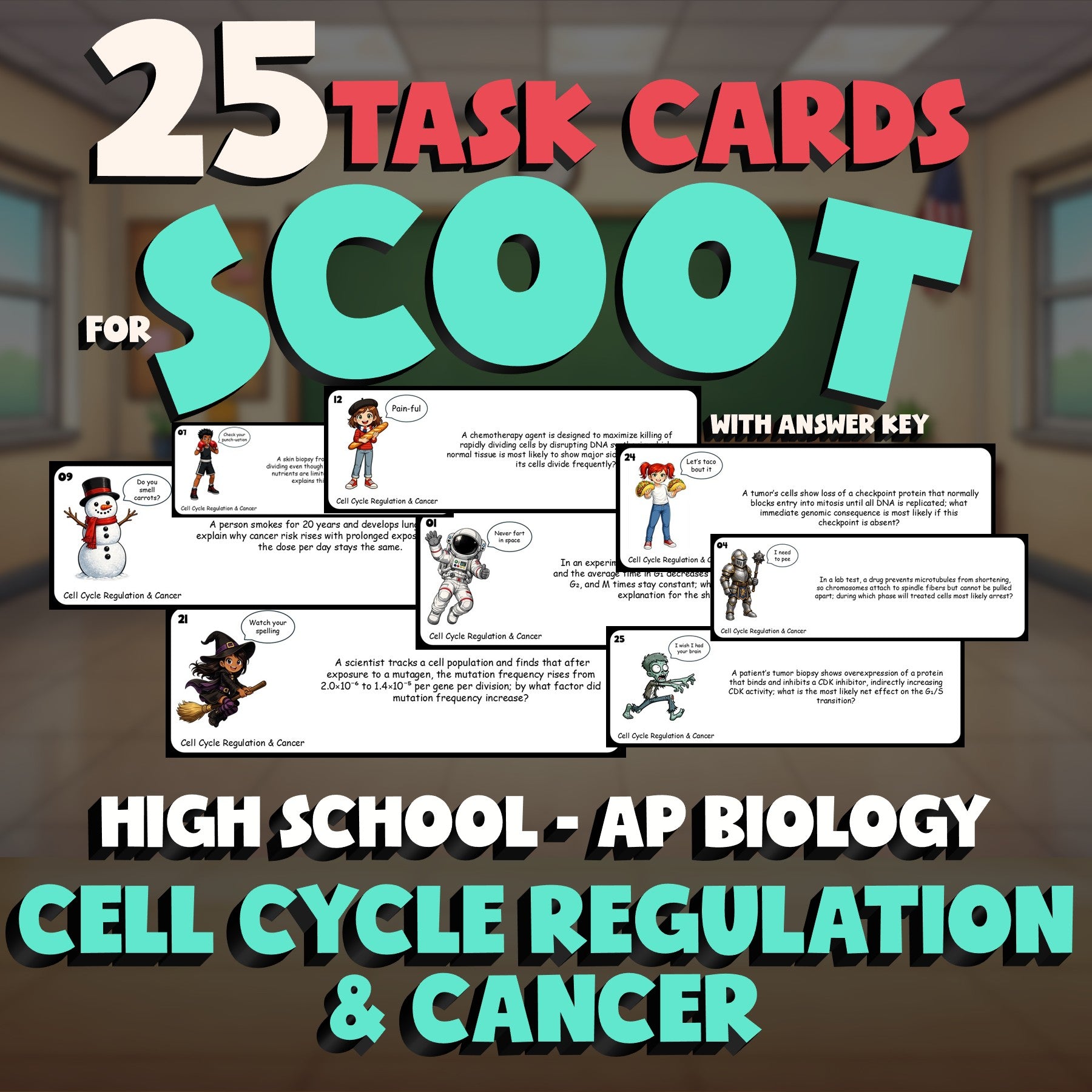 Cell Cycle Regulation & Cancer SCOOT TASK CARDS Science Game - AP Biology