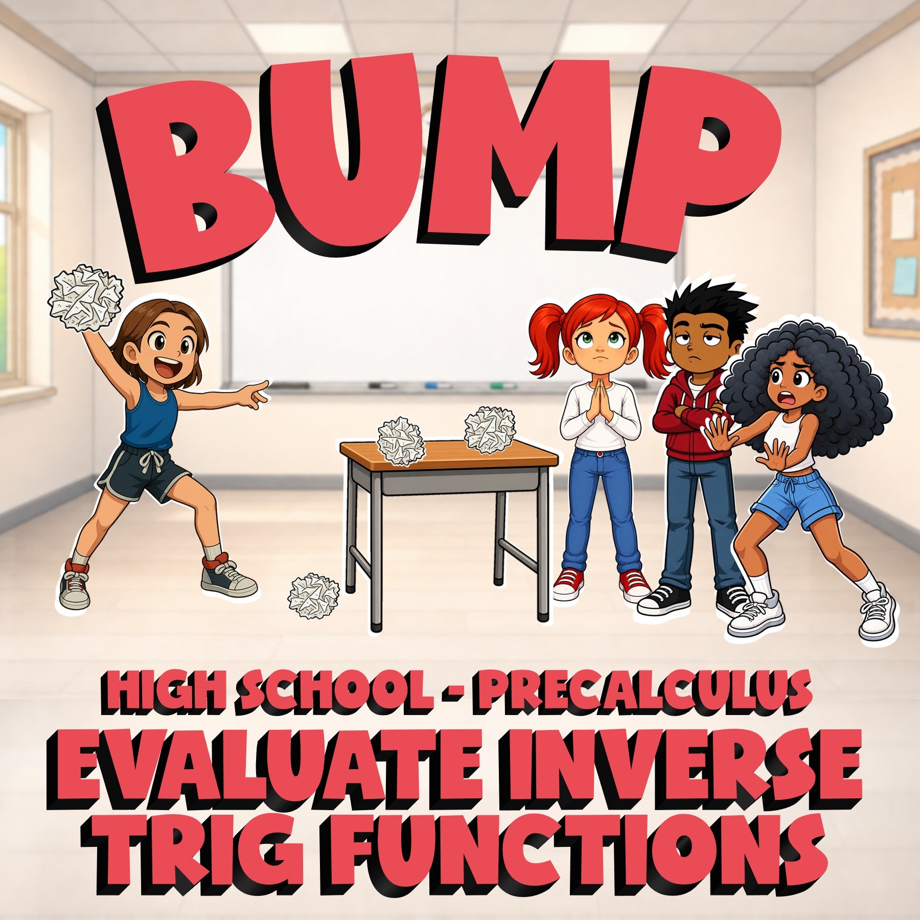 Evaluate Inverse Trig Functions BUMP Math Game - No Prep PreCalculus Review