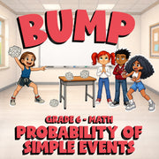 Probability of Simple Events BUMP Math Game - No Prep Grade 6 Review Activity