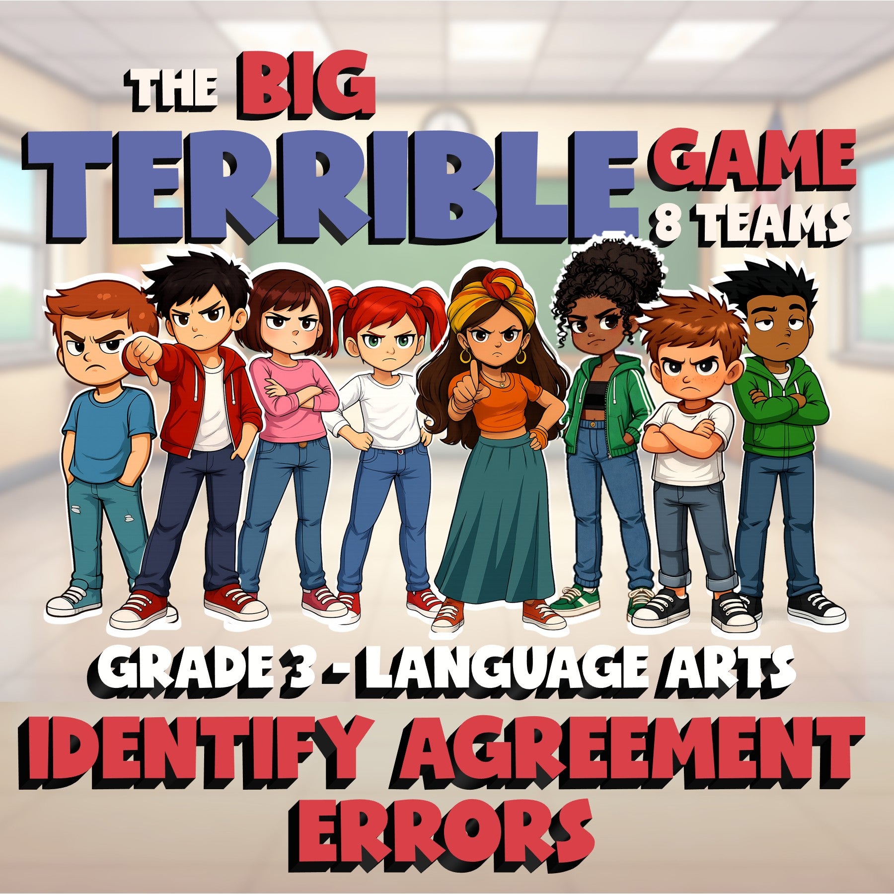Identify Agreement Errors BIG TERRIBLE GAME - No Prep Grade 3 ELA Review