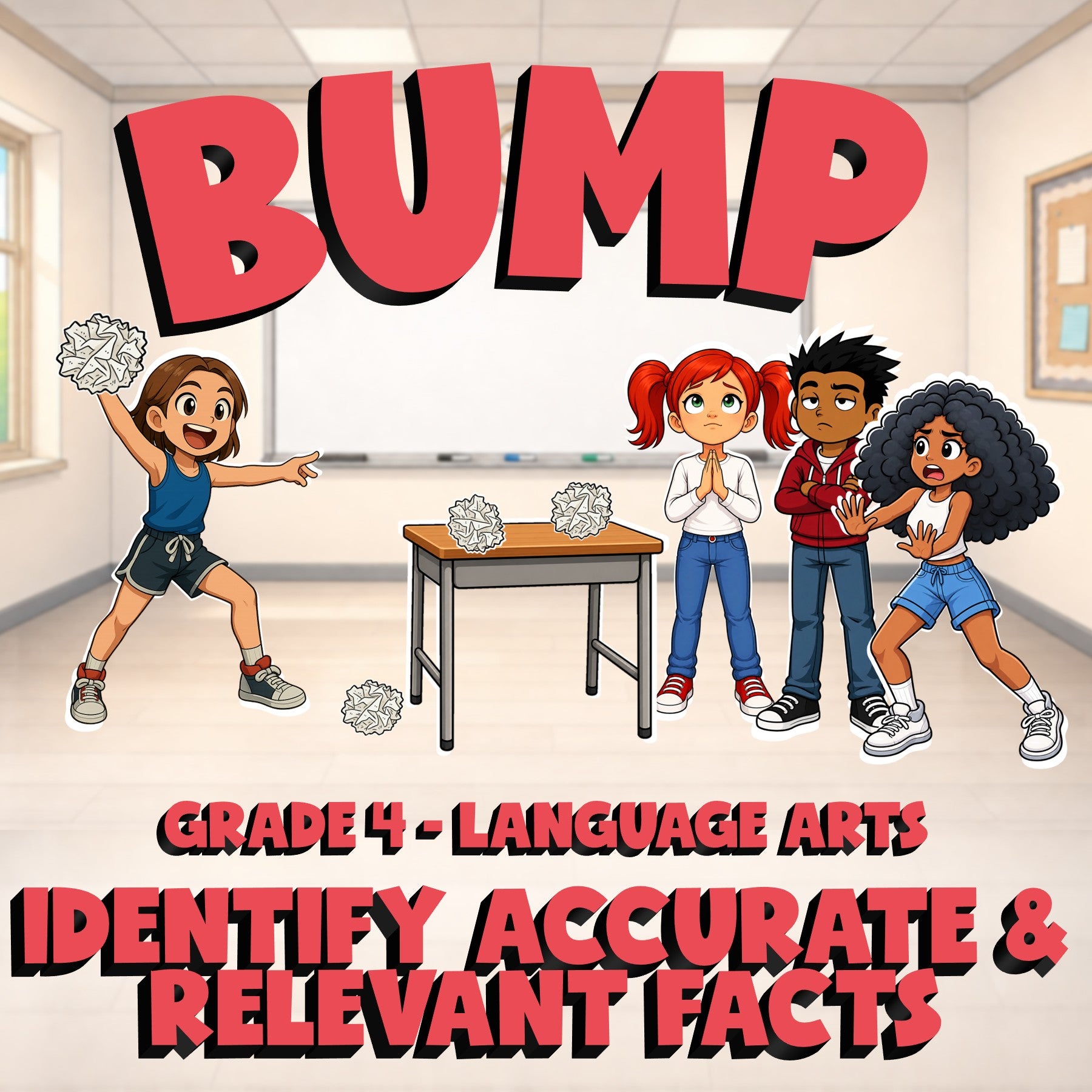 Identify Accurate & Relevant Facts BUMP ELA Game - No Prep Grade 4 Review