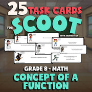 Concept of a Function SCOOT TASK CARDS Math Game - No Prep Grade 8 Review