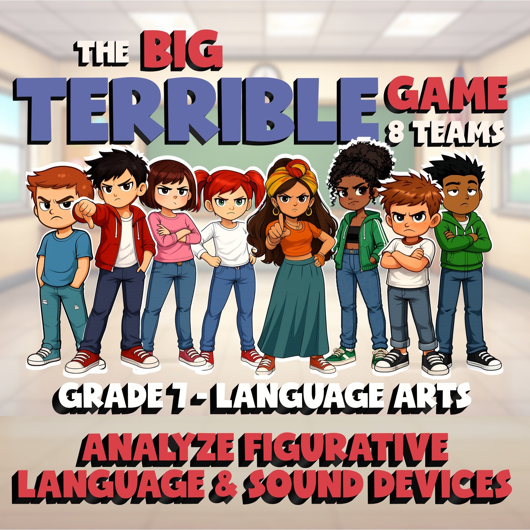 Analyze Figurative Language & Sound Devices BIG TERRIBLE GAME - Grade 7 ELA