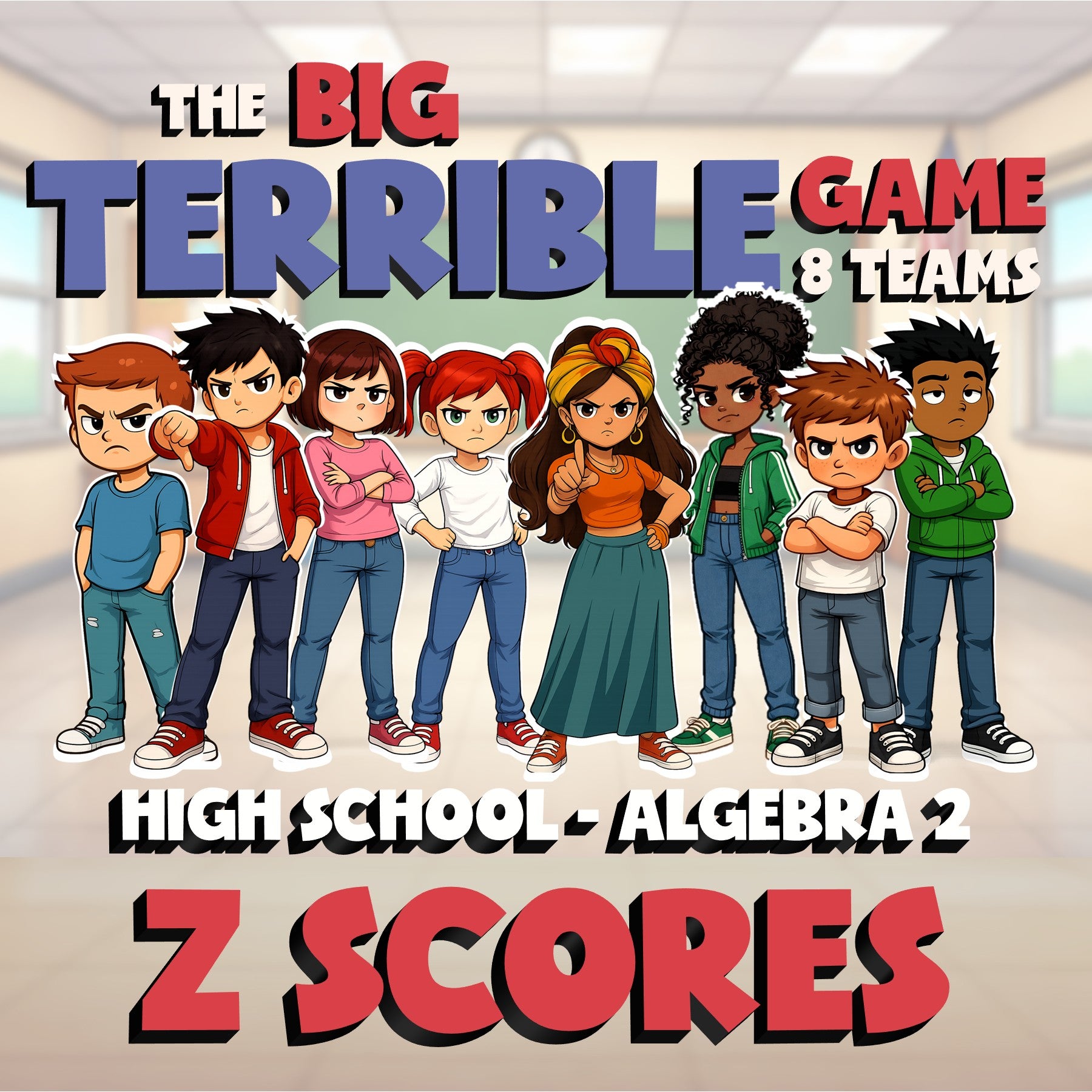 Z Scores BIG TERRIBLE GAME - No Prep Algebra 2 Math Review Activity