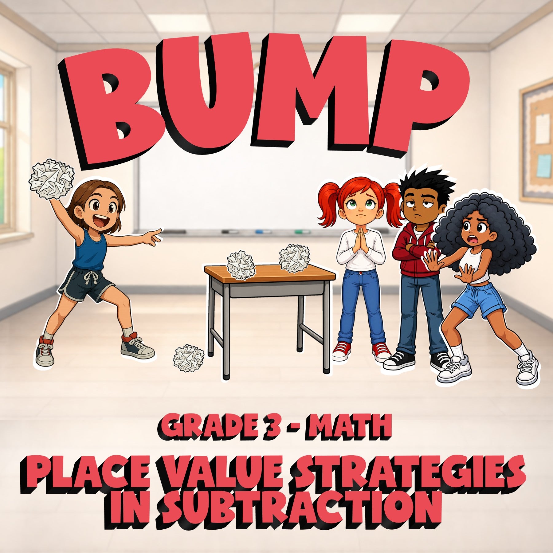 Place Value Strategies in Subtraction BUMP Math Game - No Prep Grade 3 Review