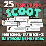 Earthquake Hazards SCOOT TASK CARDS Game - No Prep Earth Science Review Activity
