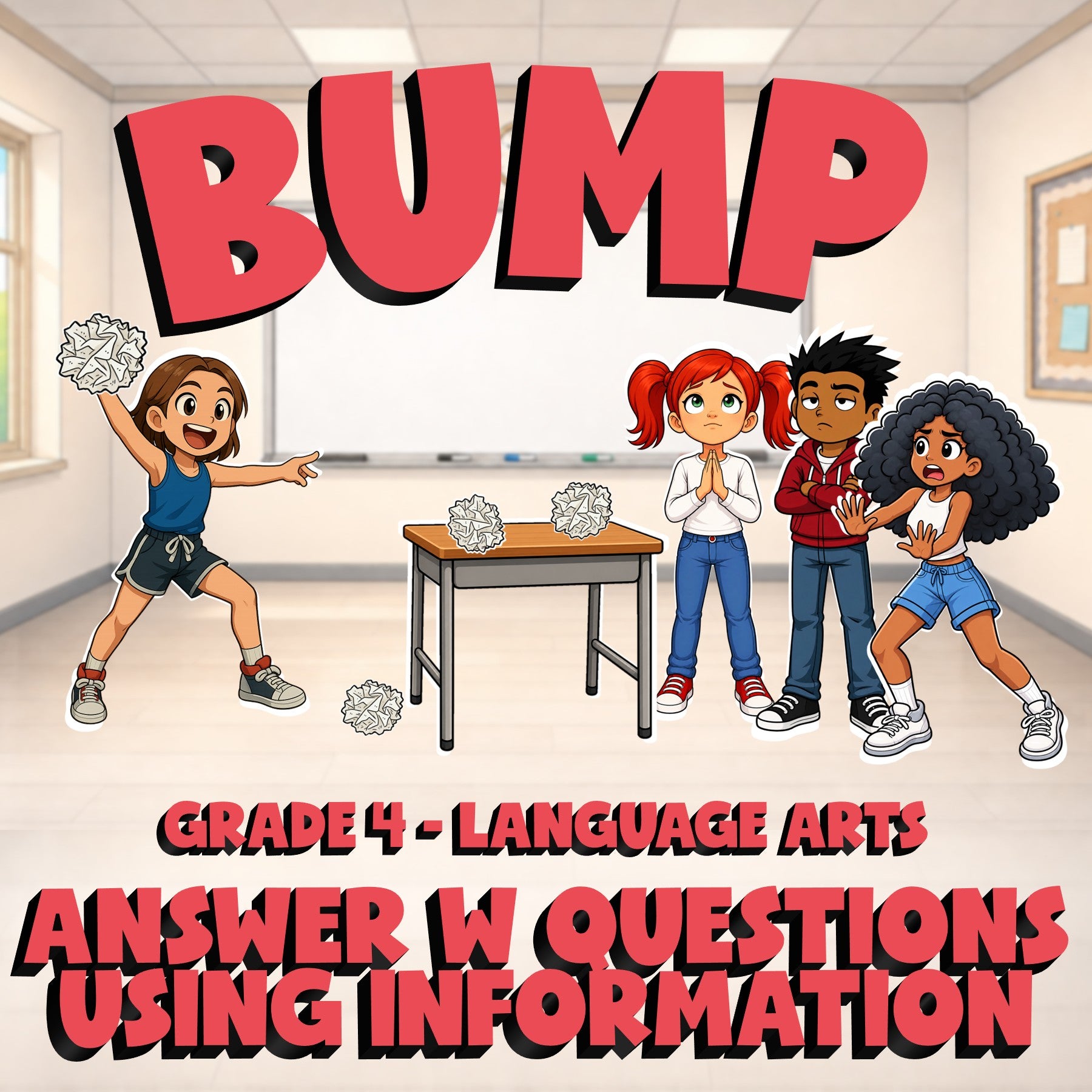Answer W Questions Using Information BUMP ELA Game - No Prep Grade 4 Review