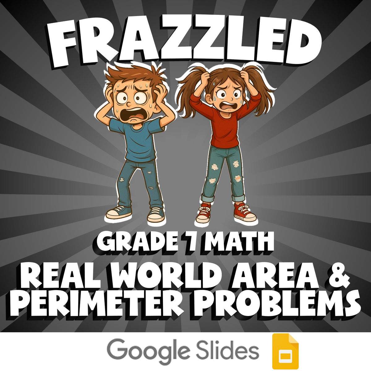 Real World Area & Perimeter Problems FRAZZLED Math Game - No Prep Grade 7 Review