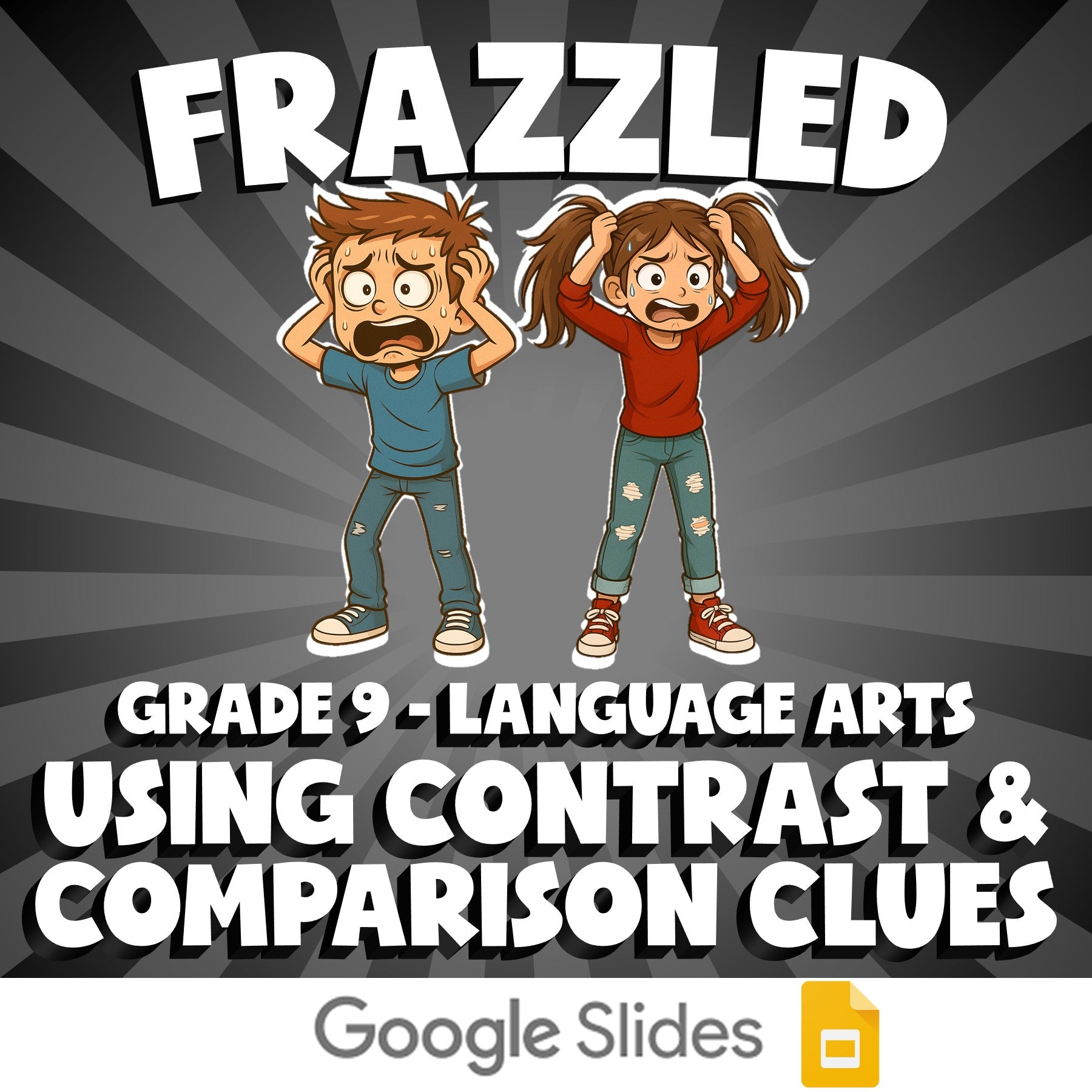 Using Contrast & Comparison Clues FRAZZLED ELA Game - No Prep Grade 9 Review