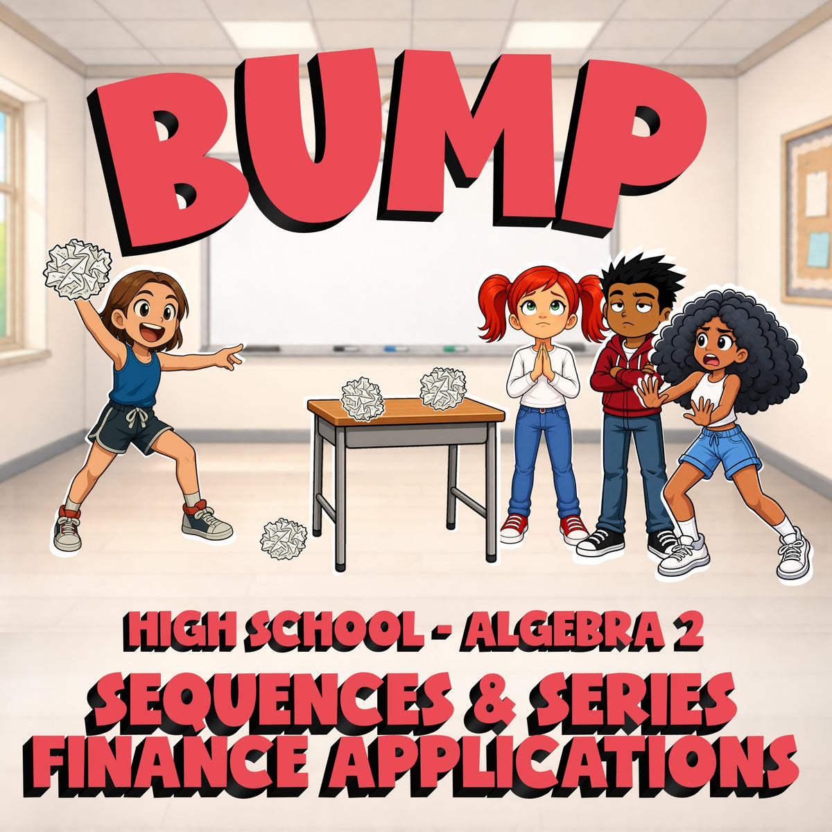 Sequences & Series Finance Applications BUMP Math Game - No Prep Algebra 2
