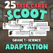 Adaptation SCOOT TASK CARDS Science Game - No Prep Grade 7 Review Activity