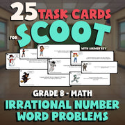 Irrational Number Word Problems SCOOT TASK CARDS Math Game - No Prep Grade 8