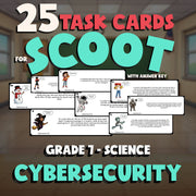 Cybersecurity SCOOT TASK CARDS Science Game - No Prep Grade 7 Review Activity