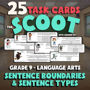 Sentence Boundaries & Sentence Types SCOOT TASK CARDS ELA Game - No Prep Grade 9