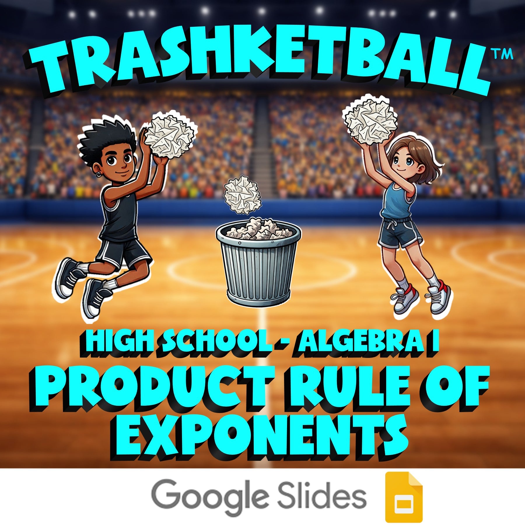 Product Rule of Exponents TRASHKETBALL Math Game - No Prep Algebra 1 Review
