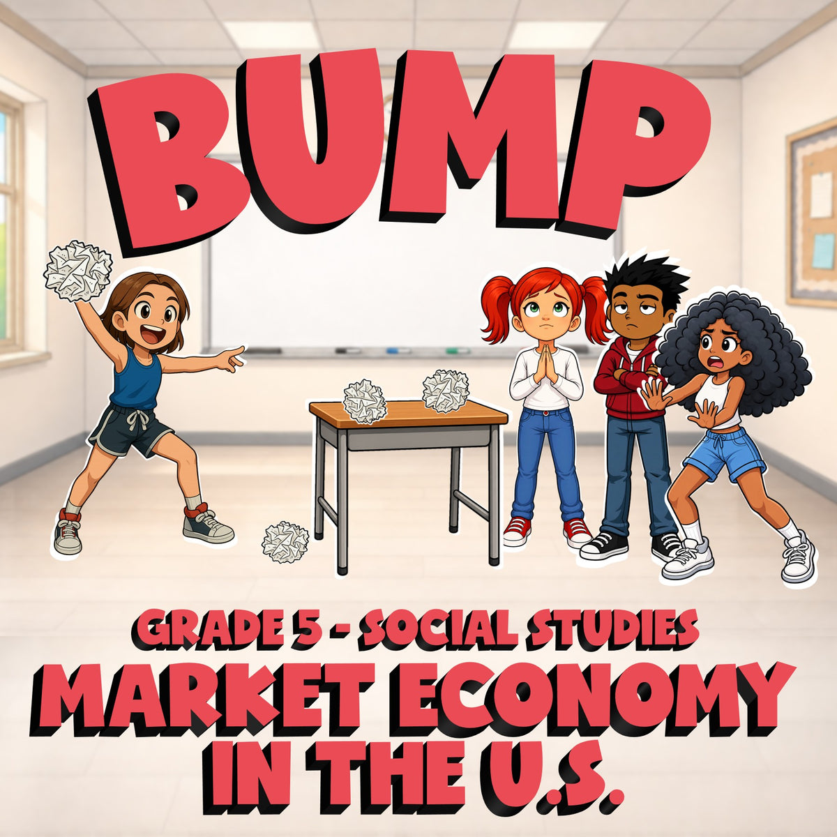 Market Economy in the U.S. BUMP Socials Game - No Prep Grade 5 Review Activity