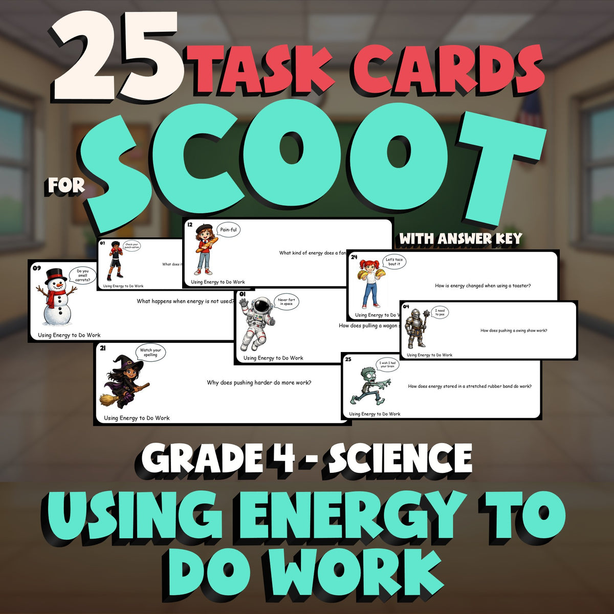 Using Energy to Do Work SCOOT TASK CARDS Science Game - No Prep Grade 4 Review