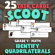 Identify Quadrilaterals SCOOT TASK CARDS Math Game - No Prep Grade 4 Review