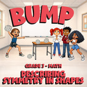 Describing Symmetry in Shapes BUMP Math Game - No Prep Grade 3 Review Activity