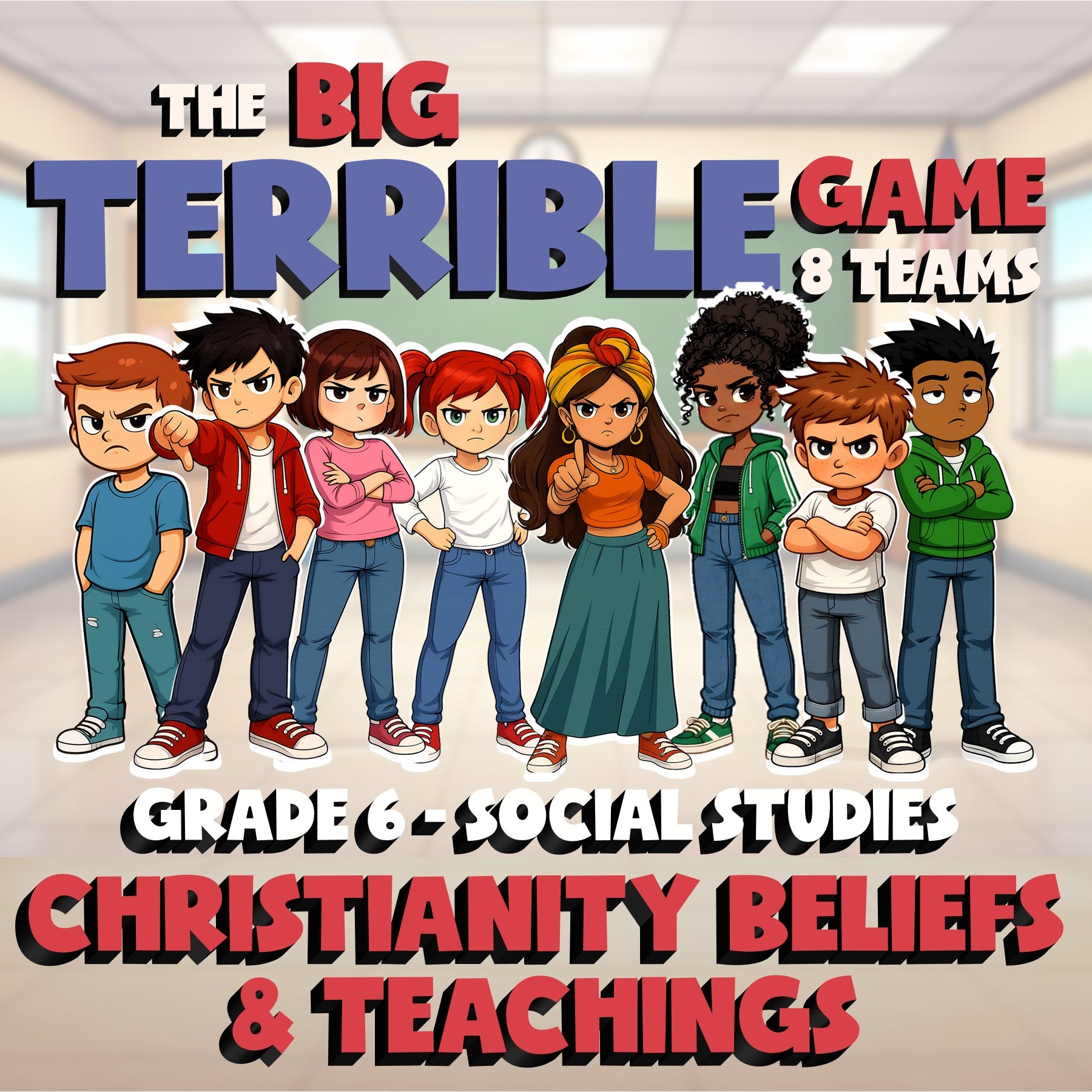 Christianity Beliefs & Teachings BIG TERRIBLE GAME - Grade 6 Socials Review