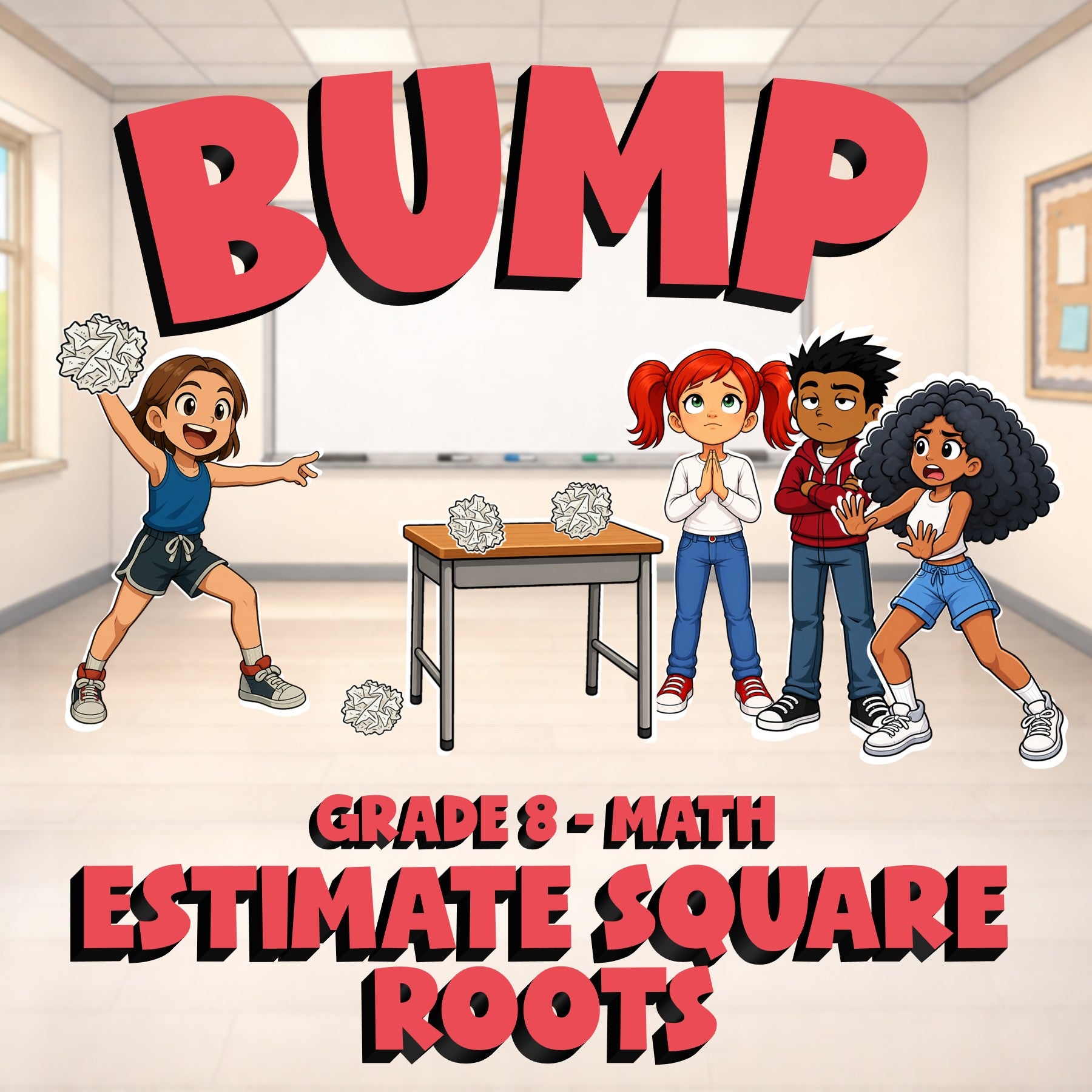 Estimate Square Roots BUMP Math Game - No Prep Grade 8 Review Activity