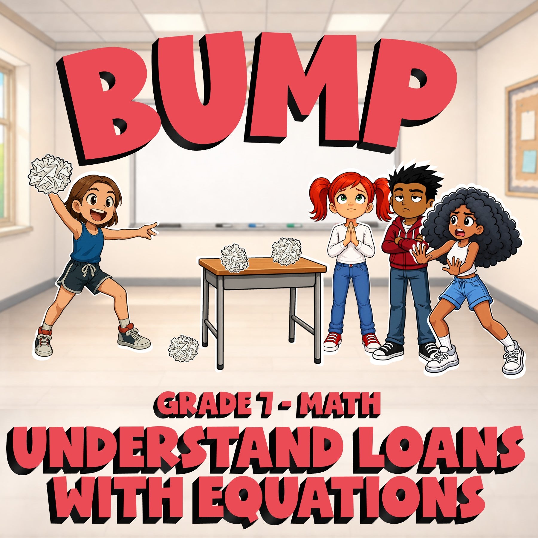 Understand Loans with Equations BUMP Math Game - No Prep Grade 7 Review Activity