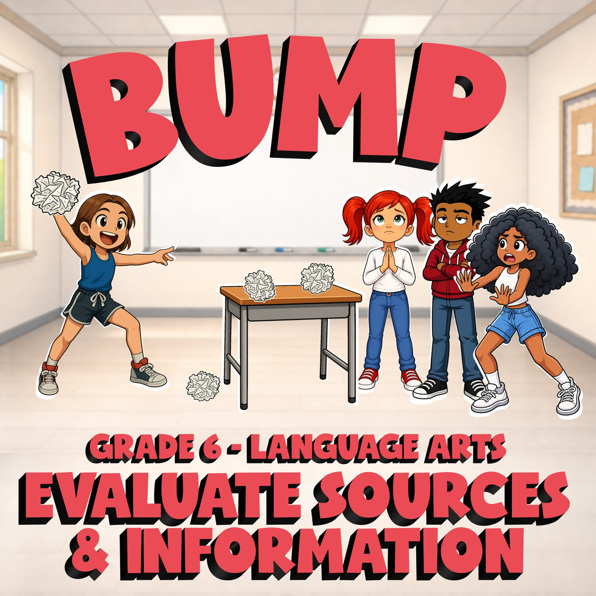 Evaluate Sources & Information BUMP ELA Game - No Prep Grade 6 Review Activity