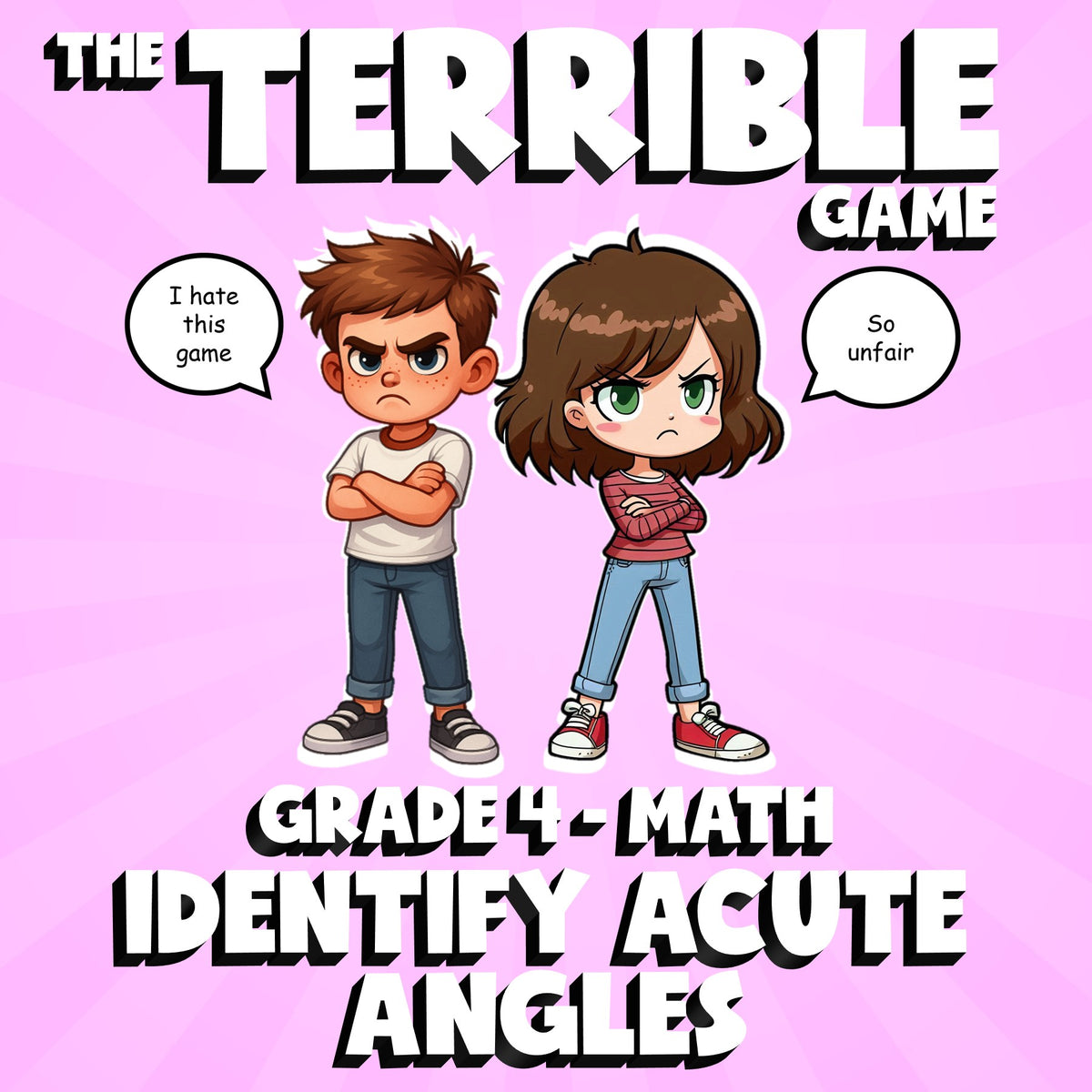 Identify Acute Angles THE TERRIBLE GAME - No Prep Grade 4 Math Review Activity