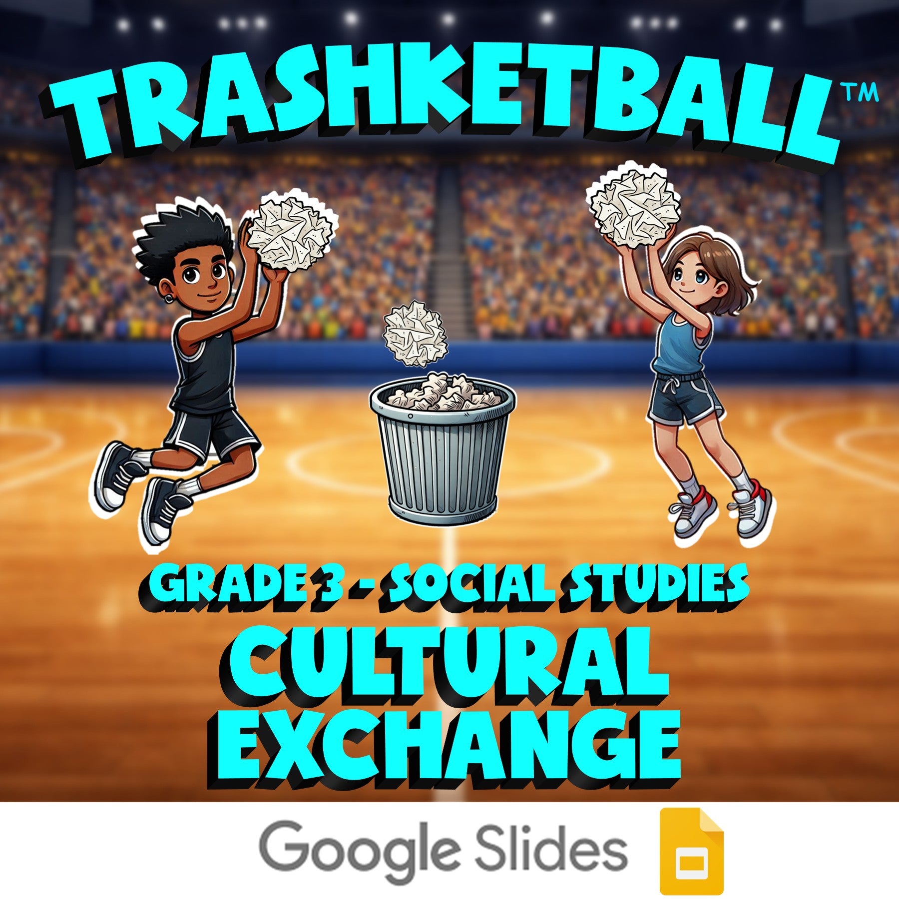 Cultural Exchange TRASHKETBALL Socials Game - No Prep Grade 3 Review Activity