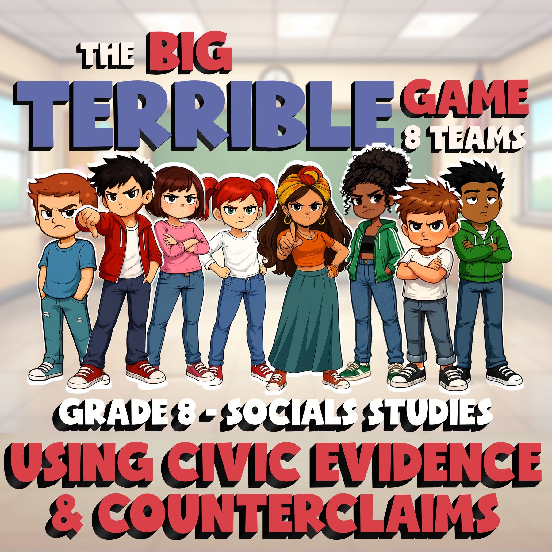 Using Civic Evidence & Counterclaims BIG TERRIBLE GAME - Grade 8 Socials Review