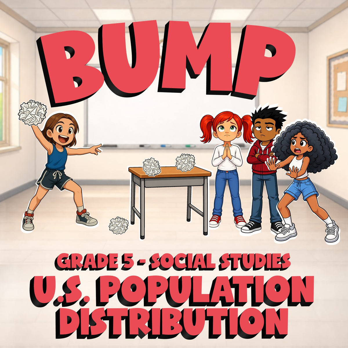 U.S. Population Distribution BUMP Socials Game - No Prep Grade 5 Review Activity
