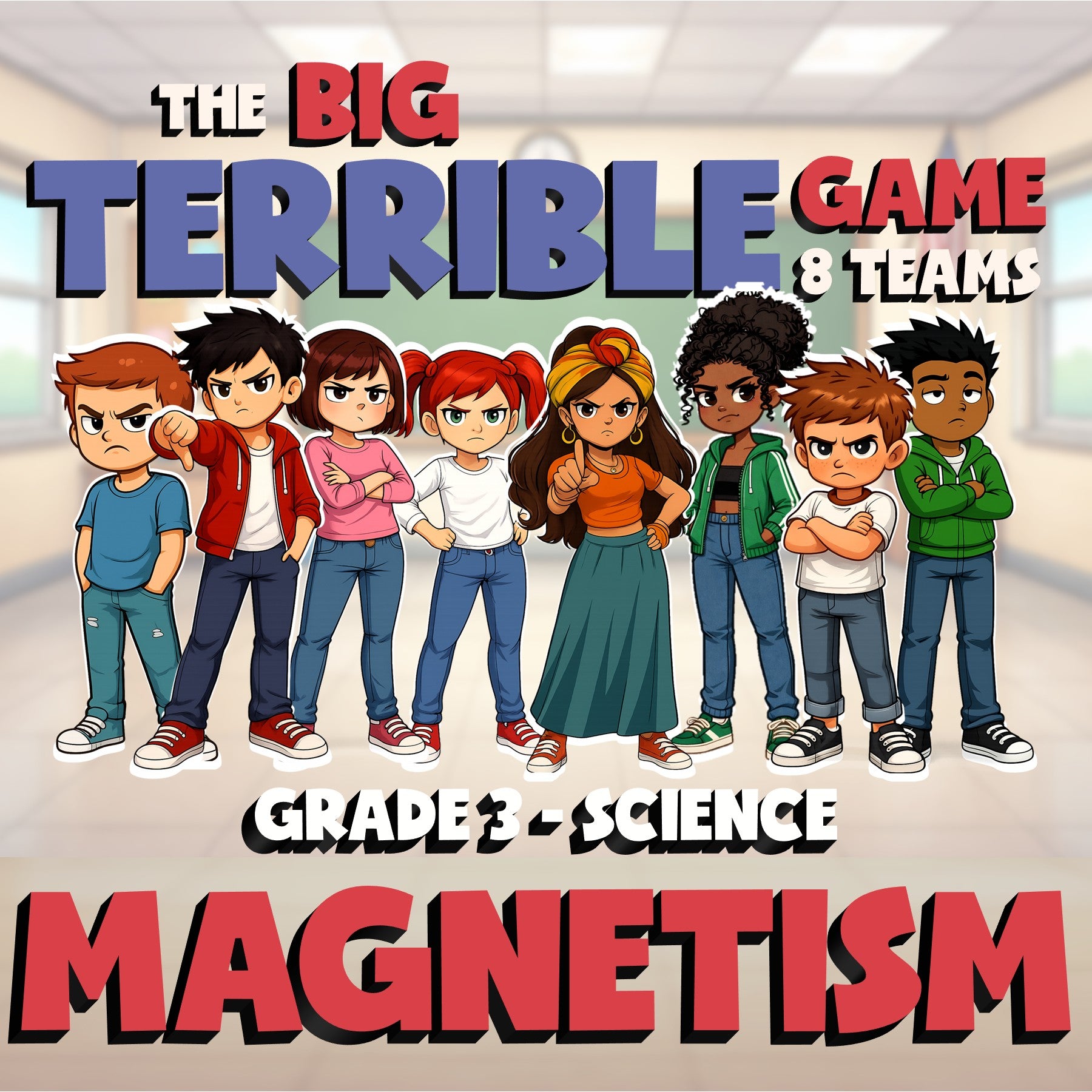 Magnetism BIG TERRIBLE GAME - No Prep Grade 3 Science Review Activity