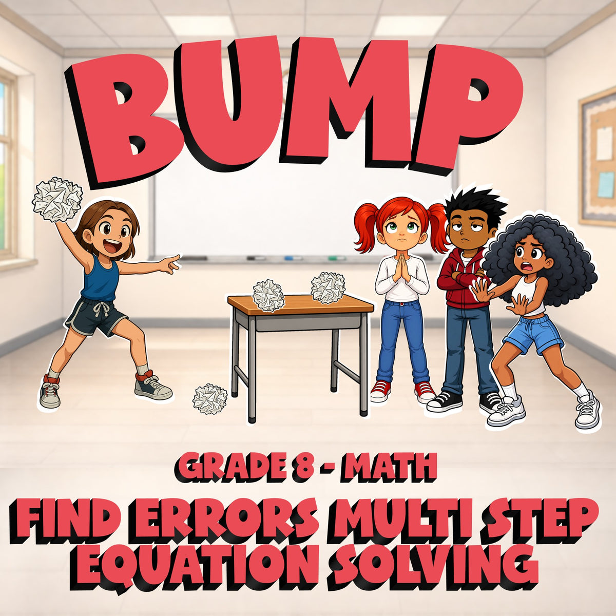 Find Errors Multi Step Equation Solving BUMP Math Game - No Prep Grade 8 Review