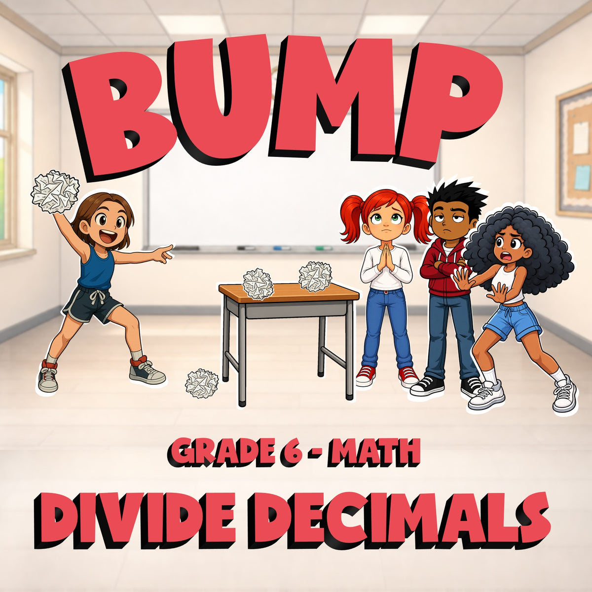 Divide Decimals BUMP Math Game - No Prep Grade 6 Review Activity