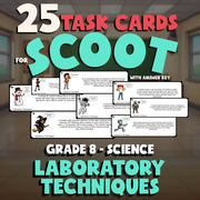 Laboratory Techniques SCOOT TASK CARDS Science Game - No Prep Grade 8 Review