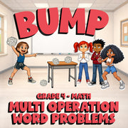 Multi Operation Word Problems BUMP Math Game - No Prep Grade 4 Review Activity