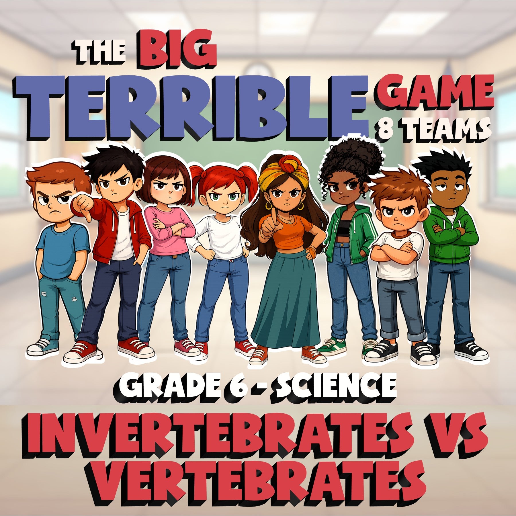 Invertebrates vs Vertebrates BIG TERRIBLE GAME - No Prep Grade 6 Science Review