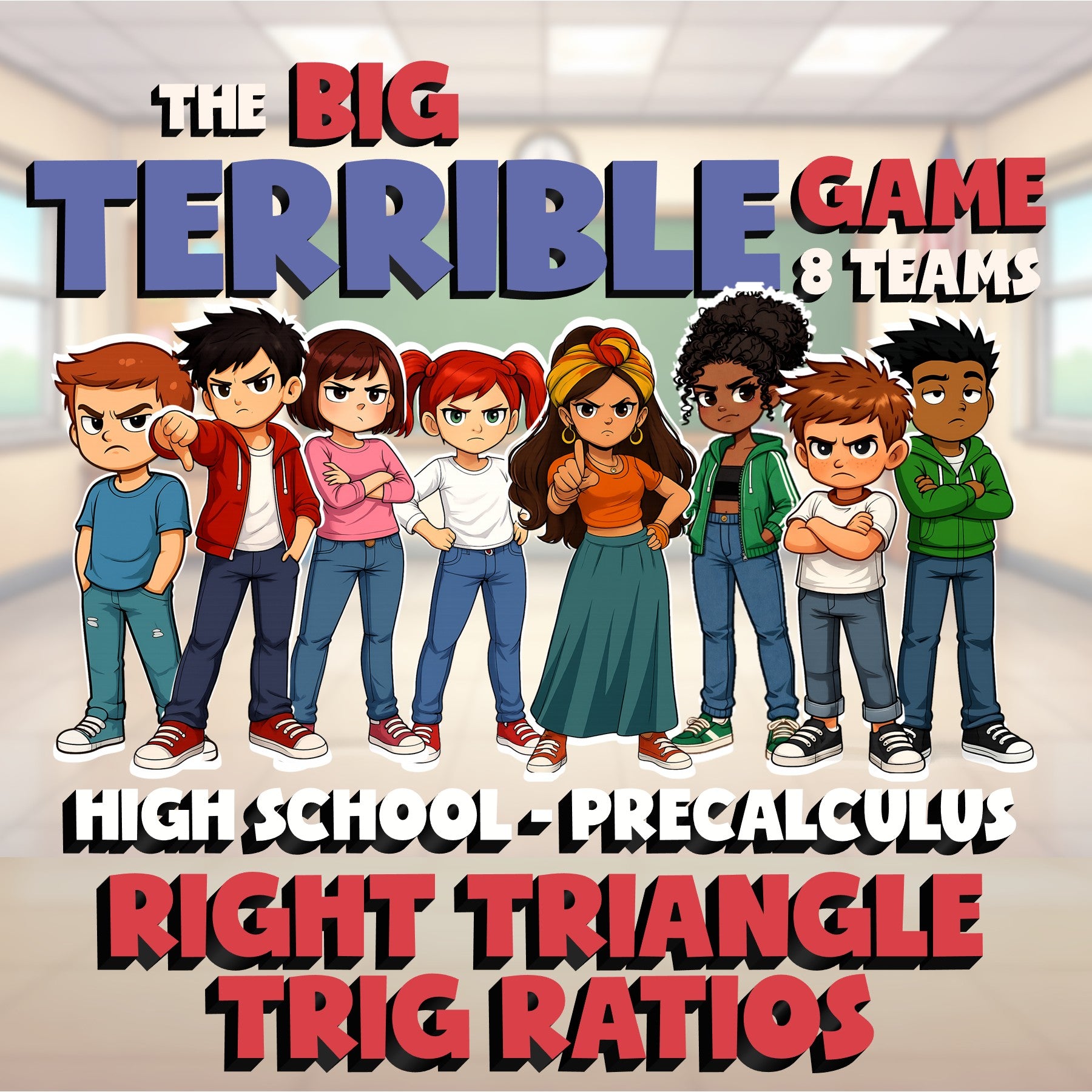 Right Triangle Trig Ratios BIG TERRIBLE GAME - No Prep PreCalculus Math Review